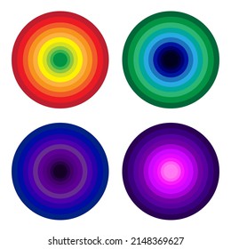 colored circles illusion in modern style. Circle geometric shape. Optical illusion. Vector illustration. stock image. 