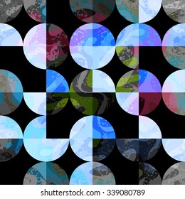 colored circles on a black background Seamless geometric background