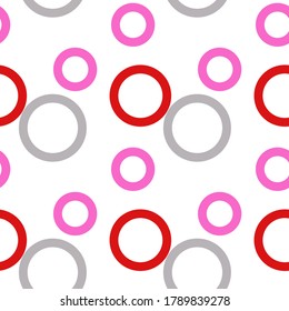 Colored circles on white background. Vector seamless pattern background. Art continuous illustration. Hand drawn abstract art modern