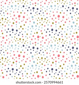 Colored circles on a white background. Children's seamless pattern, vector background. Ideal for fabric, textile, children's bedding, wallpaper, pajamas. Scandinavian style.