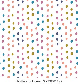 Colored circles on a white background. Children's seamless pattern, vector background. Ideal for fabric, textile, children's bedding, wallpaper, pajamas. Scandinavian style.