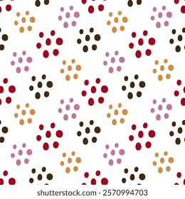 Colored circles on a white background. Children's seamless pattern, vector background. Ideal for fabric, textile, children's bedding, wallpaper, pajamas. Scandinavian style.