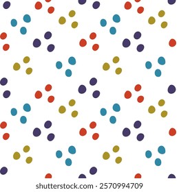 Colored circles on a white background. Children's seamless pattern, vector background. Ideal for fabric, textile, children's bedding, wallpaper, pajamas. Scandinavian style.