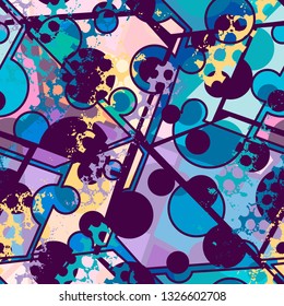 Colored circles and polygons geometric abstract pattern