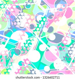 Colored circles and polygons geometric abstract pattern