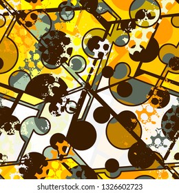 Colored circles and polygons geometric abstract pattern