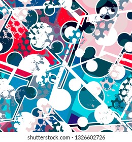 Colored circles and polygons geometric abstract pattern