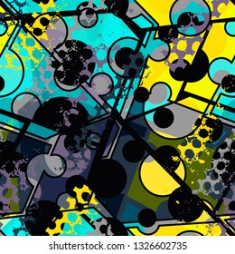 Colored circles and polygons geometric abstract pattern