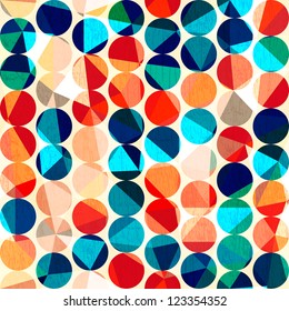 colored circles seamless pattern with grunge and glass effect