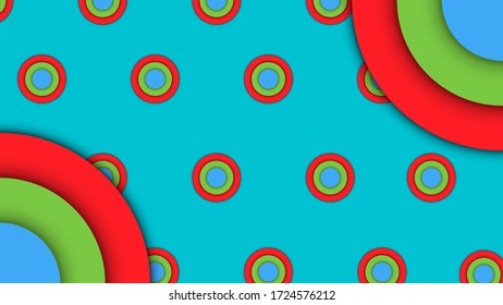 Colored circles with shadow on a green background.