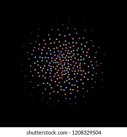 colored circles, splash. Black background