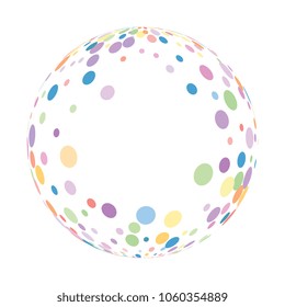 colored circles that makes a sphere. abstract soft color confetti texture vector background.