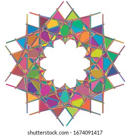 Colored circular and radial abstract mandalas, motifs, decoration design elements. Generative geometric and abstract art shapes