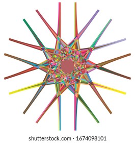 Colored circular and radial abstract mandalas, motifs, decoration design elements. Generative geometric and abstract art shapes