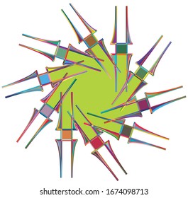 Colored circular and radial abstract mandalas, motifs, decoration design elements. Generative geometric and abstract art shapes
