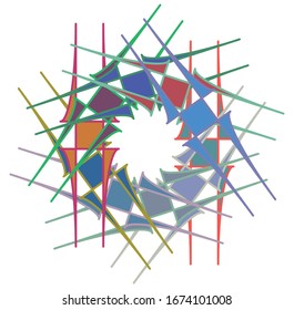 Colored circular and radial abstract mandalas, motifs, decoration design elements. Generative geometric and abstract art shapes