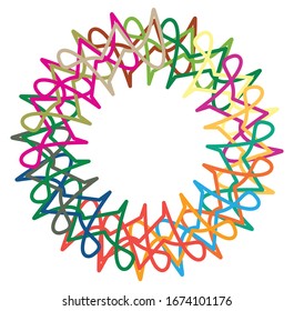 Colored circular and radial abstract mandalas, motifs, decoration design elements. Generative geometric and abstract art shapes