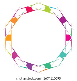 Colored circular and radial abstract mandalas, motifs, decoration design elements. Generative geometric and abstract art shapes
