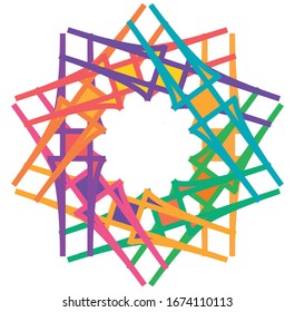 Colored circular and radial abstract mandalas, motifs, decoration design elements. Generative geometric and abstract art shapes