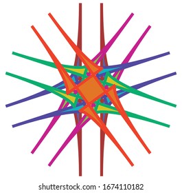 Colored circular and radial abstract mandalas, motifs, decoration design elements. Generative geometric and abstract art shapes