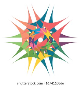 Colored circular and radial abstract mandalas, motifs, decoration design elements. Generative geometric and abstract art shapes