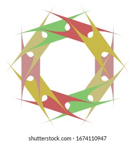 Colored circular and radial abstract mandalas, motifs, decoration design elements. Generative geometric and abstract art shapes