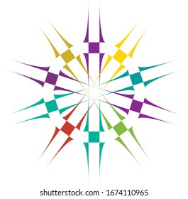 Colored circular and radial abstract mandalas, motifs, decoration design elements. Generative geometric and abstract art shapes