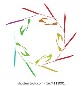 Colored circular and radial abstract mandalas, motifs, decoration design elements. Generative geometric and abstract art shapes