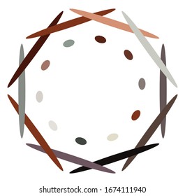 Colored circular and radial abstract mandalas, motifs, decoration design elements. Generative geometric and abstract art shapes