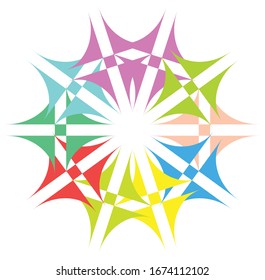 Colored circular and radial abstract mandalas, motifs, decoration design elements. Generative geometric and abstract art shapes