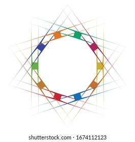 Colored circular and radial abstract mandalas, motifs, decoration design elements. Generative geometric and abstract art shapes