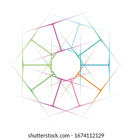 Colored circular and radial abstract mandalas, motifs, decoration design elements. Generative geometric and abstract art shapes