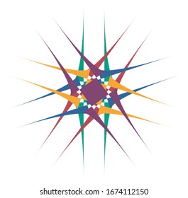 Colored circular and radial abstract mandalas, motifs, decoration design elements. Generative geometric and abstract art shapes