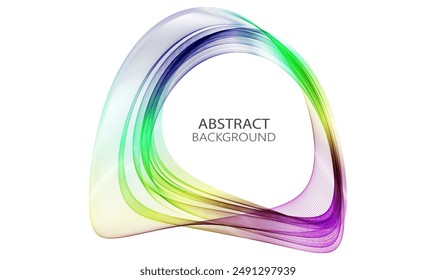 Colored circular wave lines on a white background, design element, frame