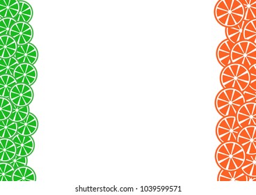 Colored citrus background. Lime, grapefruit. Vector illustration.