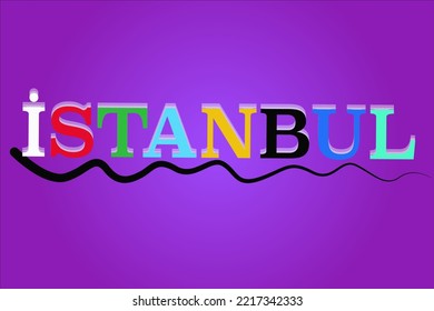 Ilustración de texto de la ciudad de Estambul en color