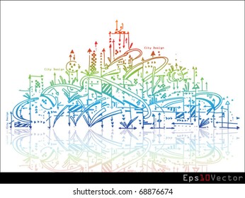 colored city vector design