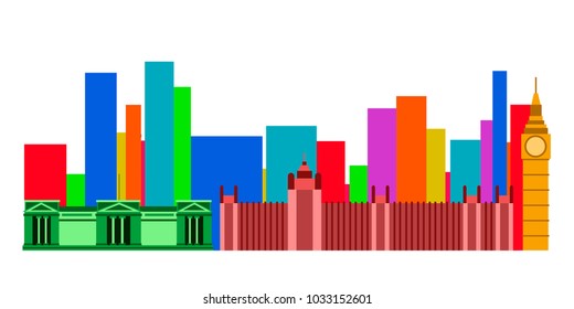 Colored cityscape of London