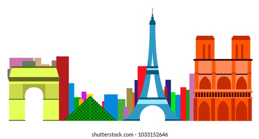Colored cityscape of Paris
