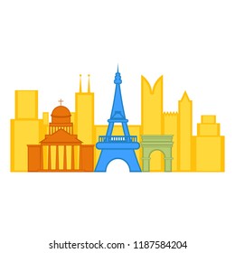 Colored cityscape of Paris