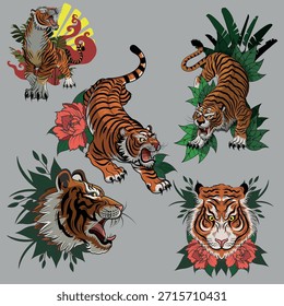 Colored Classical Tigers Icon Sketch