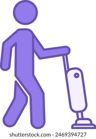 Colored Cleaning Icon. Vector Icon of a Man Doing Cleaning with a Vacuum Cleaner. Hotel and Tourism Concept