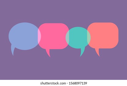 colored clouds of dialogue, bubbles for words. talking cloud icons set. vector illustration.