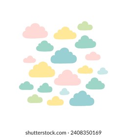 colored clouds in flat design style on a light background