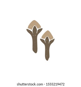 Arbre de gousse de couleur mûre sur fond transparent. Design original d'un pictogramme d'épices douillet. Image vectorielle illustration dessinée à la main