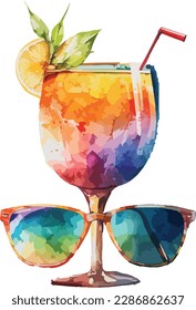 Colored Cocktail Vector, Print, illustration