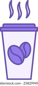 Colored Coffee Icon. Vector Art. Hot Coffee in Plastic Cup. Restaurant Concept