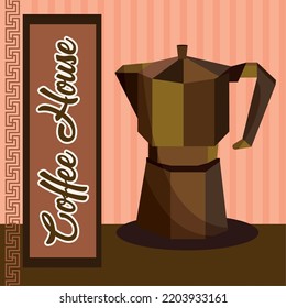 Colored coffee mocca Coffee quality house poster Vector