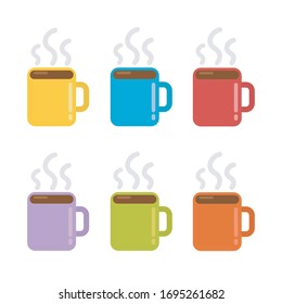 tazas de café coloreadas para los iconos vectoriales del desayuno