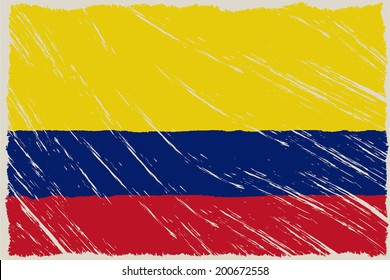 the colored colombian flag with some grunge textures